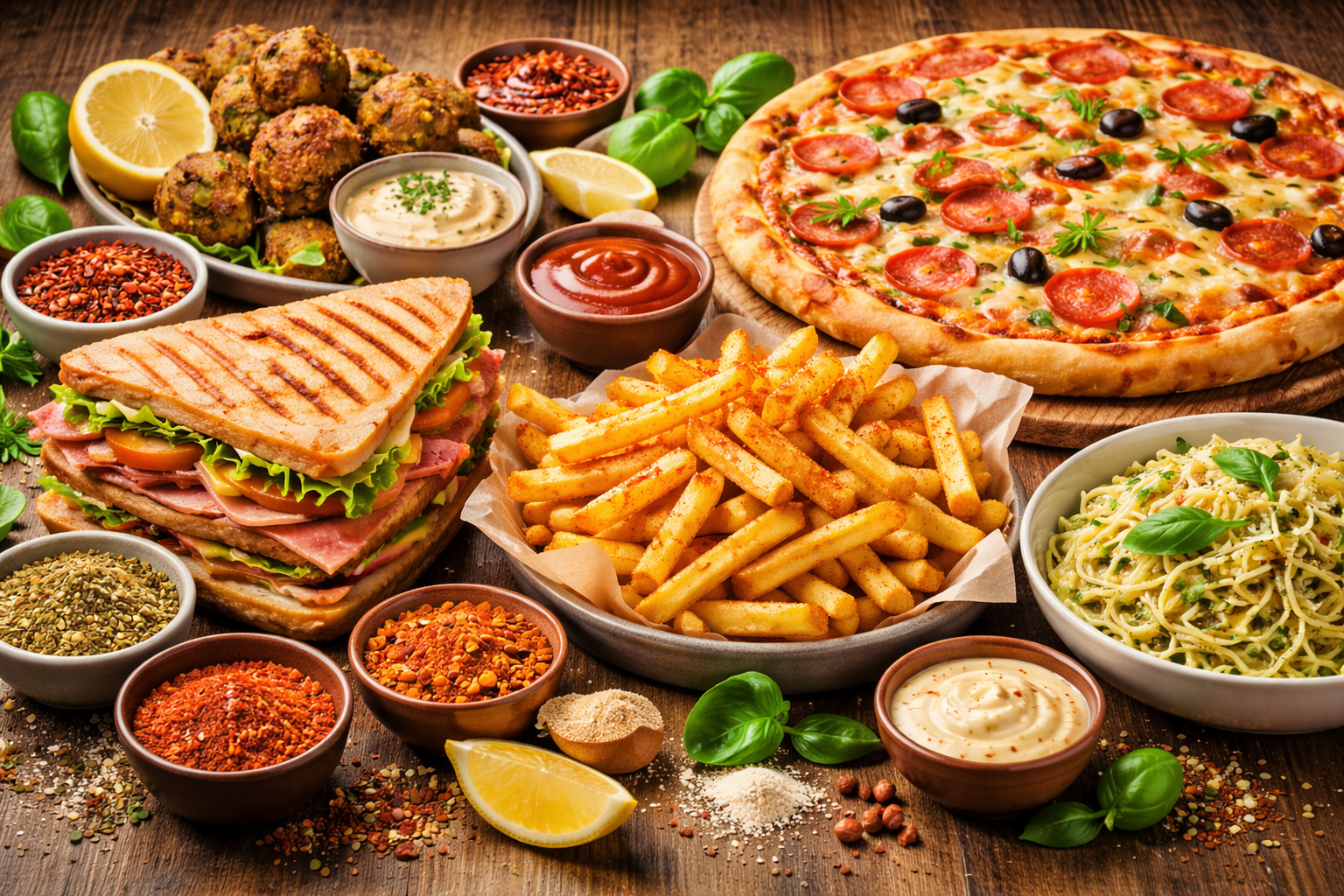 ادویه انوع فست‌ فود ها